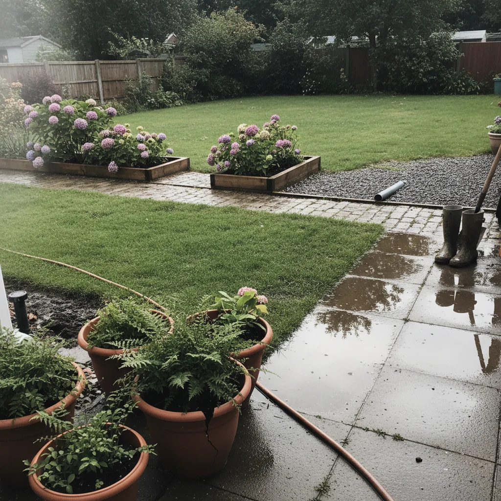 Garden drainage soggy lawns, patios, and solutions – featured image